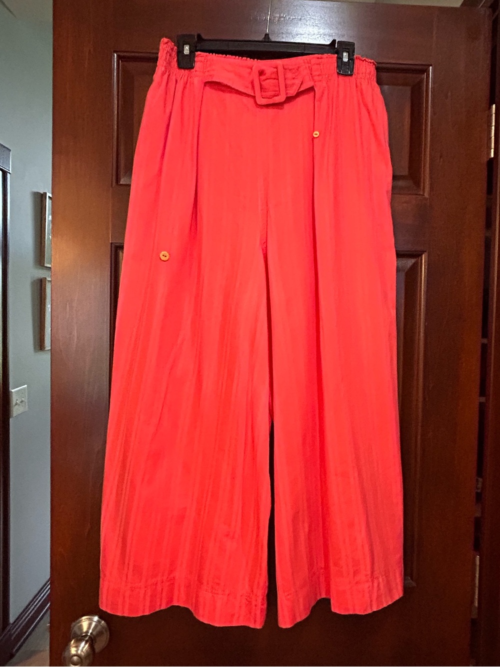 Vintage Gene Ewing BIS Wide Leg Culottes Coral Red Cotton USA L
